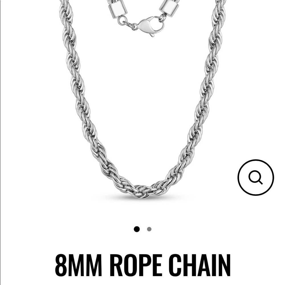 Stainless Steel 24 inch 8mm Rope Necklace Men’s